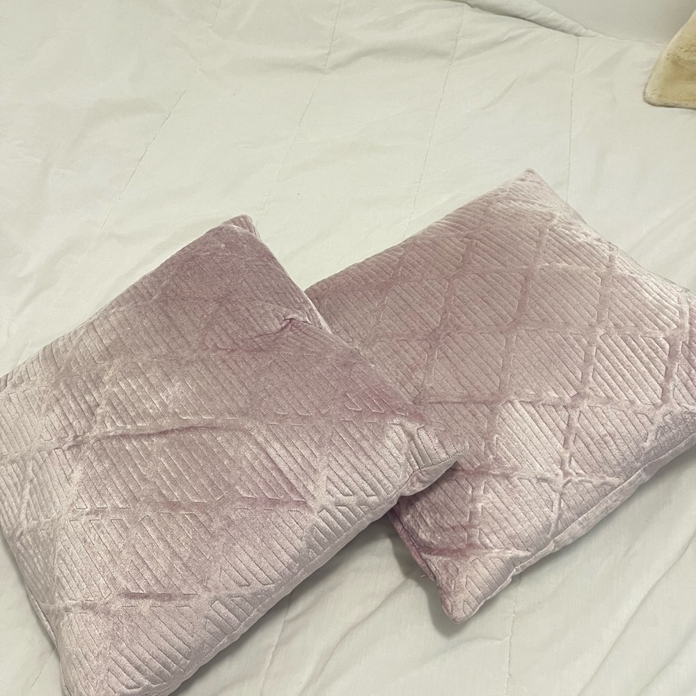 Quilted Velvet Throw Pillow - Blush Pink